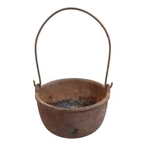 Antique Cast Iron Hanging Pot 6" w/ Handle Smelting Blacksmith Rusted Steam Punk
